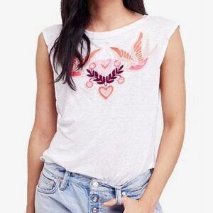 Free People Love Birds Embroidered Tank